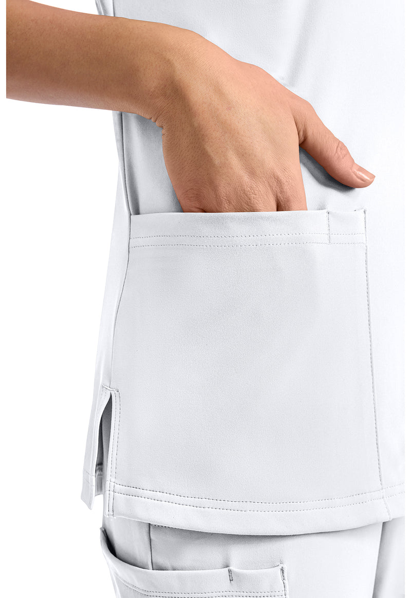 WHITE - Women's 2-Pocket V-Neck Scrub Top (View 3)