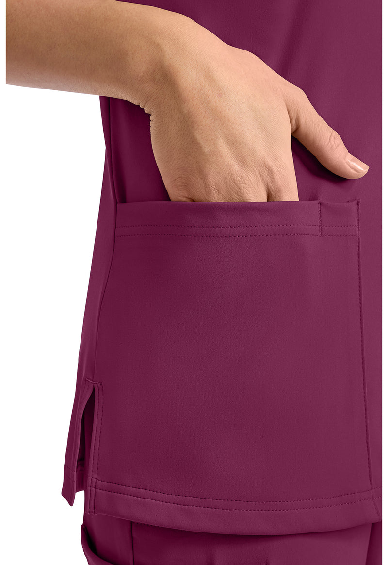 Wine - Women's 2-Pocket V-Neck Scrub Top (View 3)
