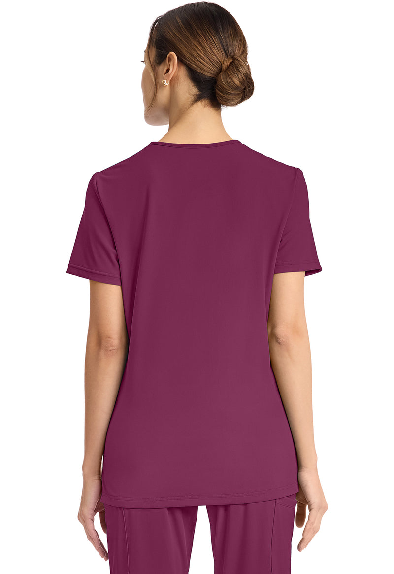 Wine - Cherokee Achieve Women Scrub Top - Back View