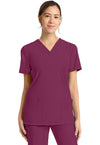 Wine - Cherokee Achieve Women Scrub Top - Front View