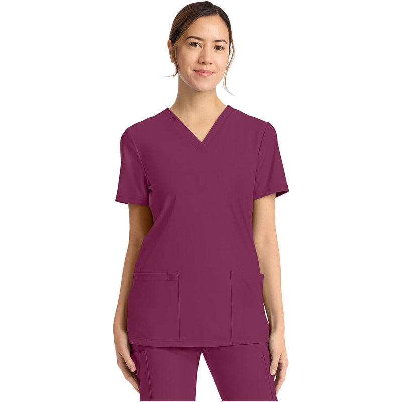 wine - Women's 2-Pocket V-Neck Top