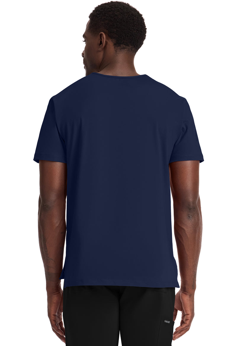 Navy - Cherokee Achieve Men Scrub Top - Back View