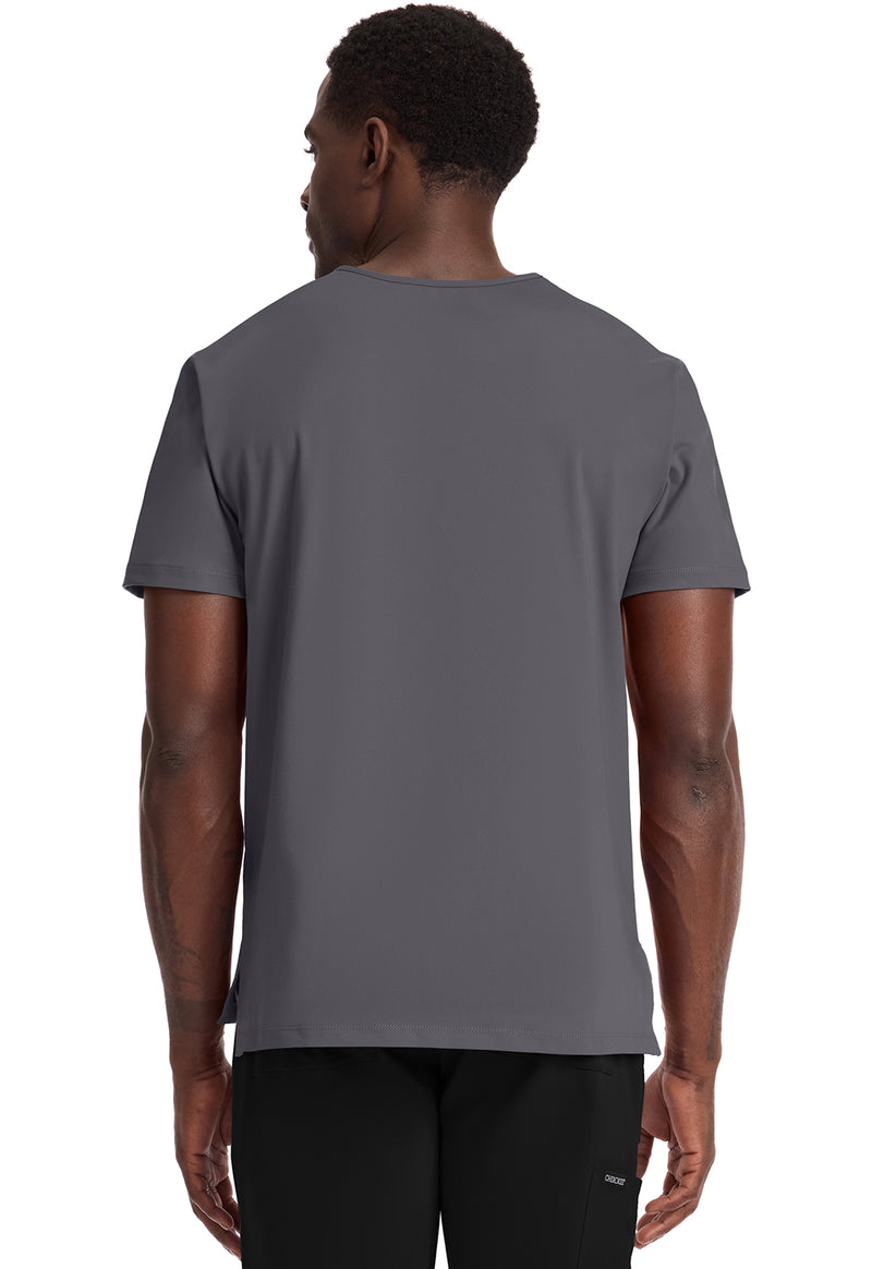 Pewter - Cherokee Achieve Men Scrub Top - Back View