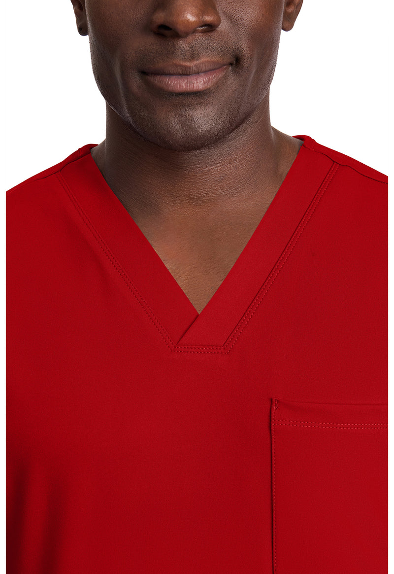 RED - Men's 1-Pocket Tuck-In Scrub Top (View 2)
