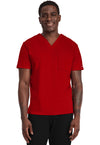RED - Cherokee Achieve Men Scrub Top - Front View