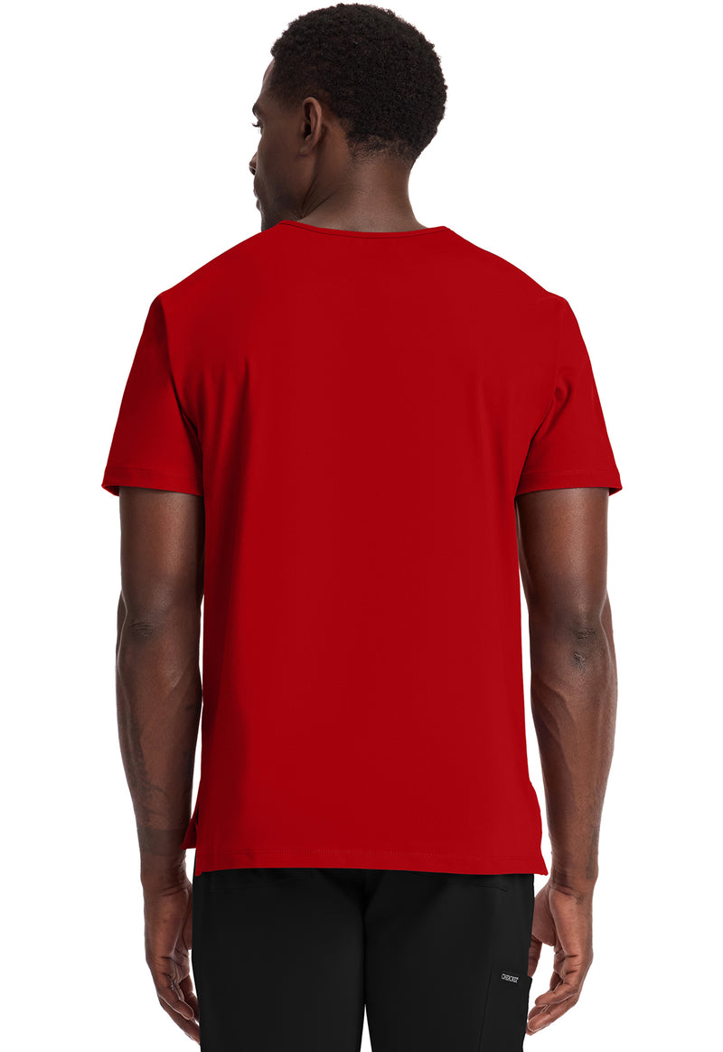 RED - Cherokee Achieve Men Scrub Top - Back View