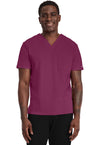 Wine - Cherokee Achieve Men Scrub Top - Front View