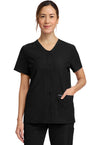Black - Cherokee WW Originals Ultra Women Scrub Top - Front View