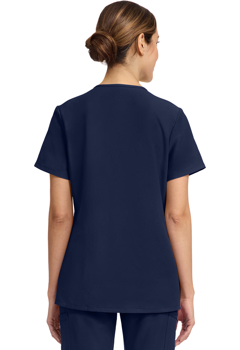 Navy - Cherokee WW Originals Ultra Women Scrub Top - Back View