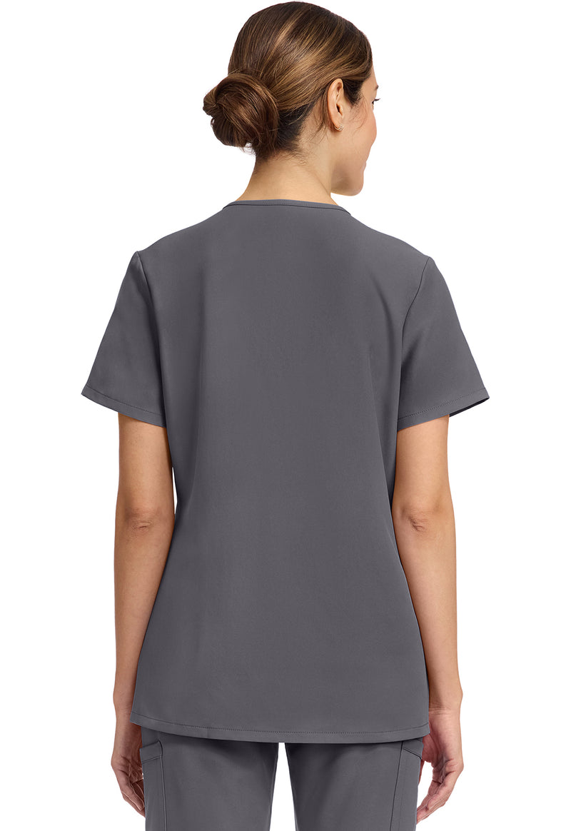 Pewter - Cherokee WW Originals Ultra Women Scrub Top - Back View