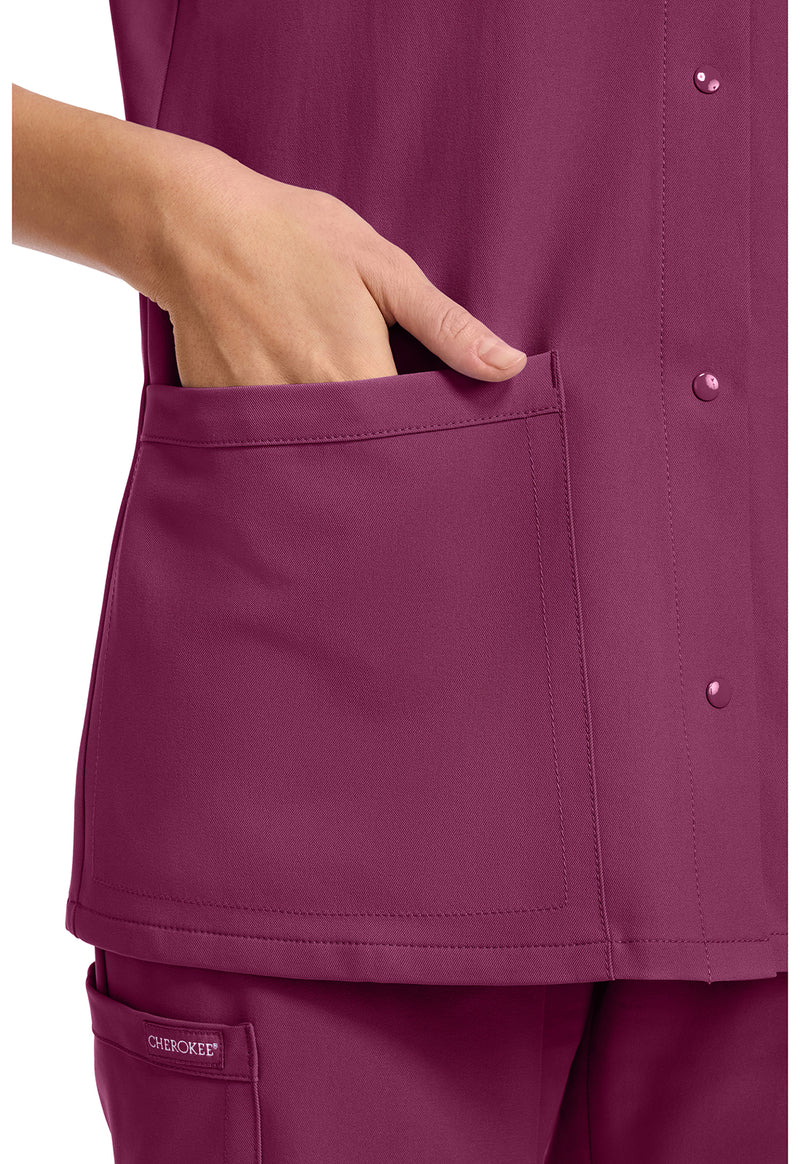 Wine - Women's 2-Pocket Snap-Front Scrub Top (View 3)