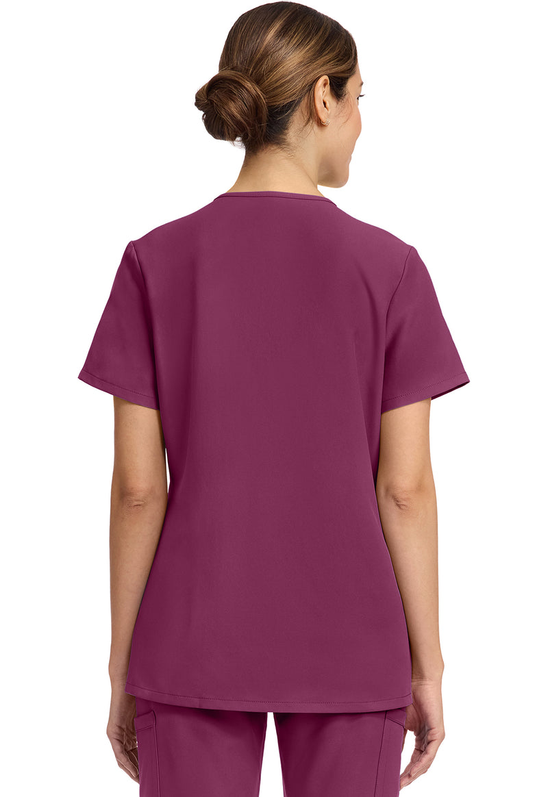 Wine - Cherokee WW Originals Ultra Women Scrub Top - Back View