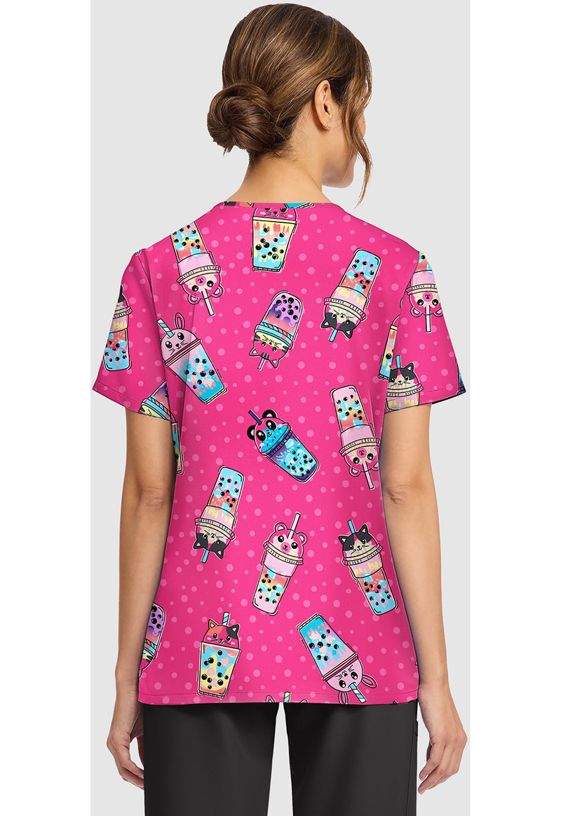 Boba Party - Women's Print V-Neck Top (Back)