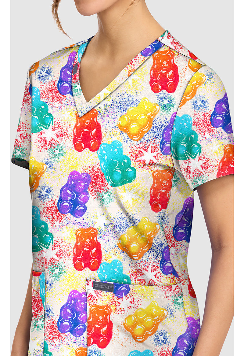BEARY RAINBOW - Women's Print V-Neck Top (View 2)