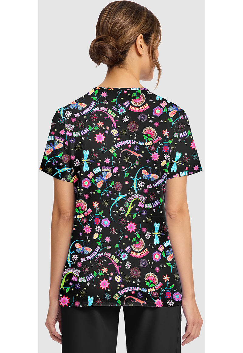 Celebrate You - Women's Print V-Neck Top (Back)