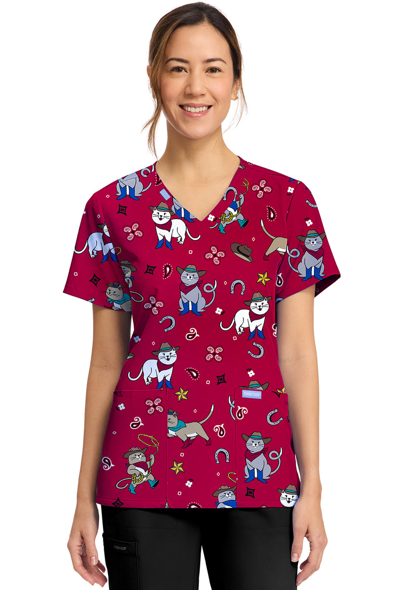 COWGIRL KITTY - Women's Print V-Neck Top