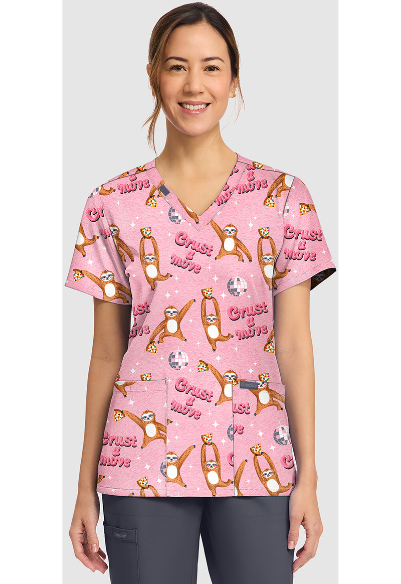 CRUST A MOVE - Women's Print V-Neck Top