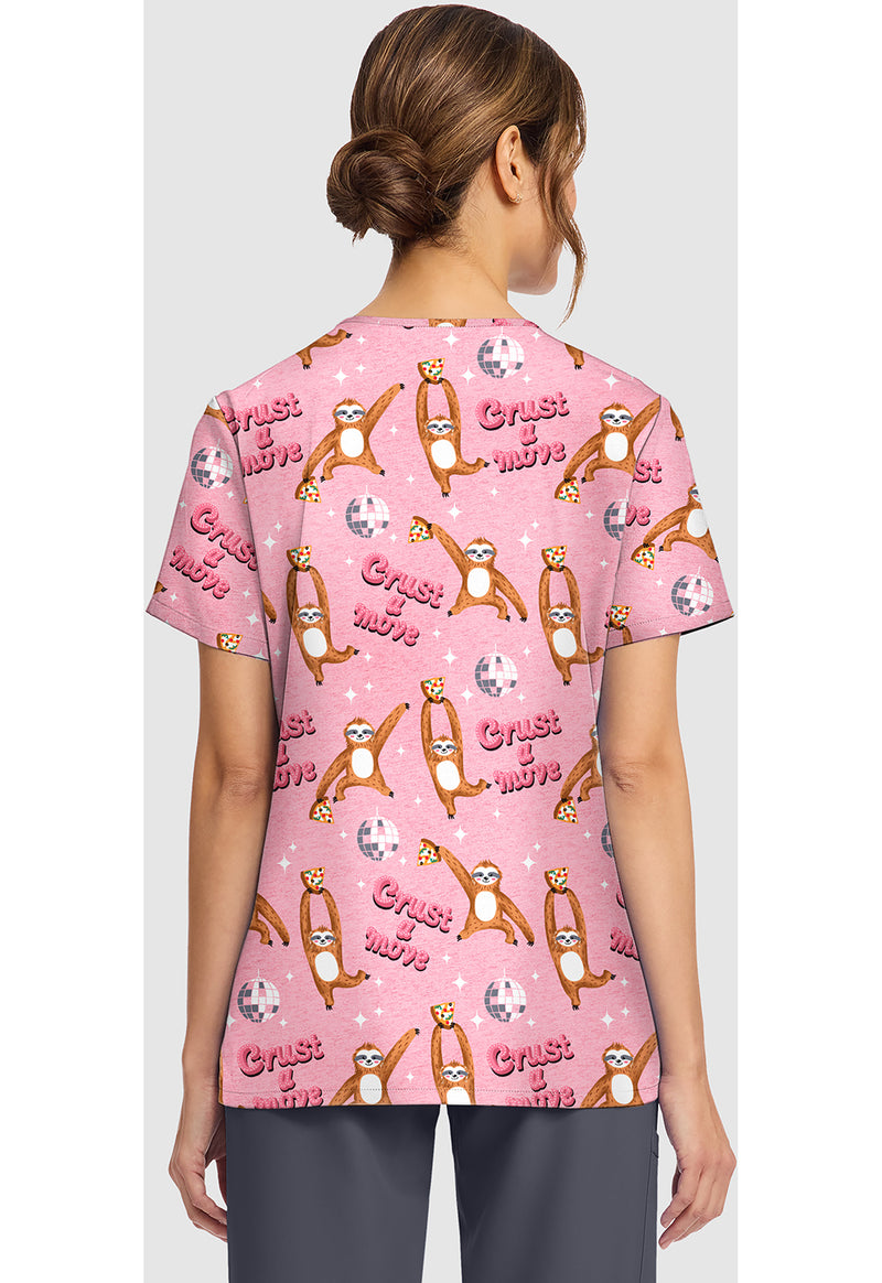 CRUST A MOVE - Women's Print V-Neck Top (Back)