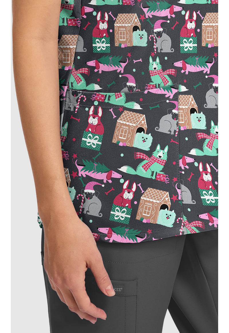 FELIZ NAUGHTY DOGS - Women's Print V-Neck Top (View 3)