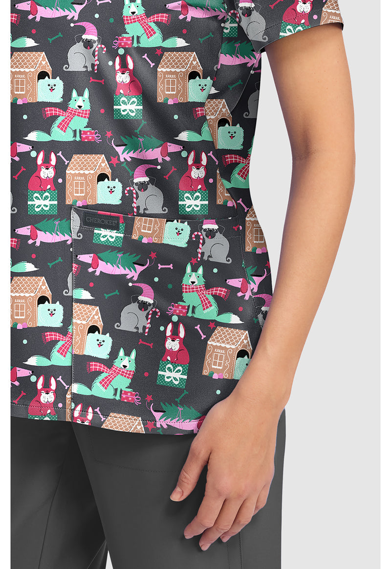 FELIZ NAUGHTY DOGS - Women's Print V-Neck Top (View 4)