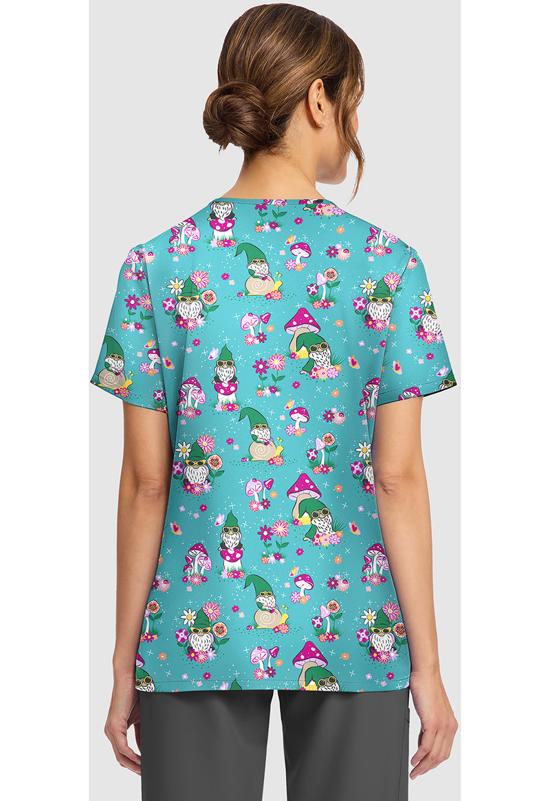 Gnomes At Home - Women's Print V-Neck Top (Back)