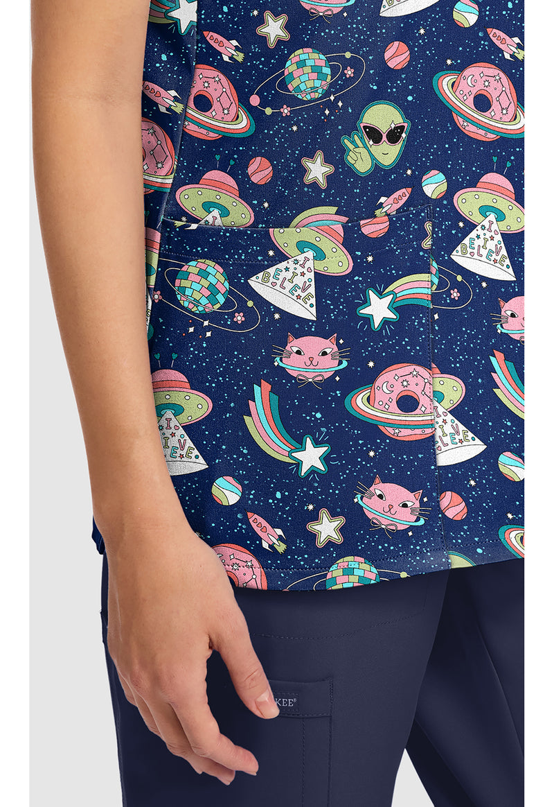 GROOVY GALAXY - Women's Print V-Neck Top (View 3)