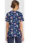 GROOVY GALAXY - Women's Print V-Neck Top (Back)
