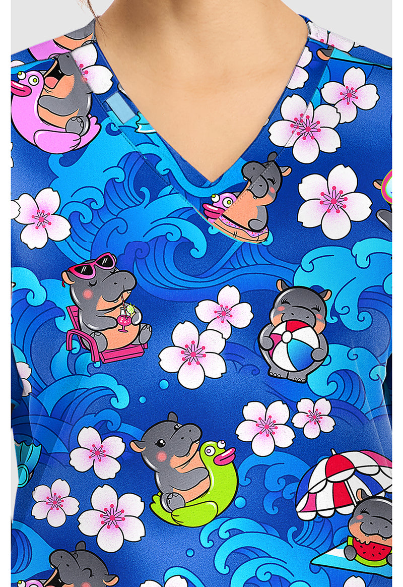 Hippo Water Mus - Women's Print V-Neck Top (View 2)