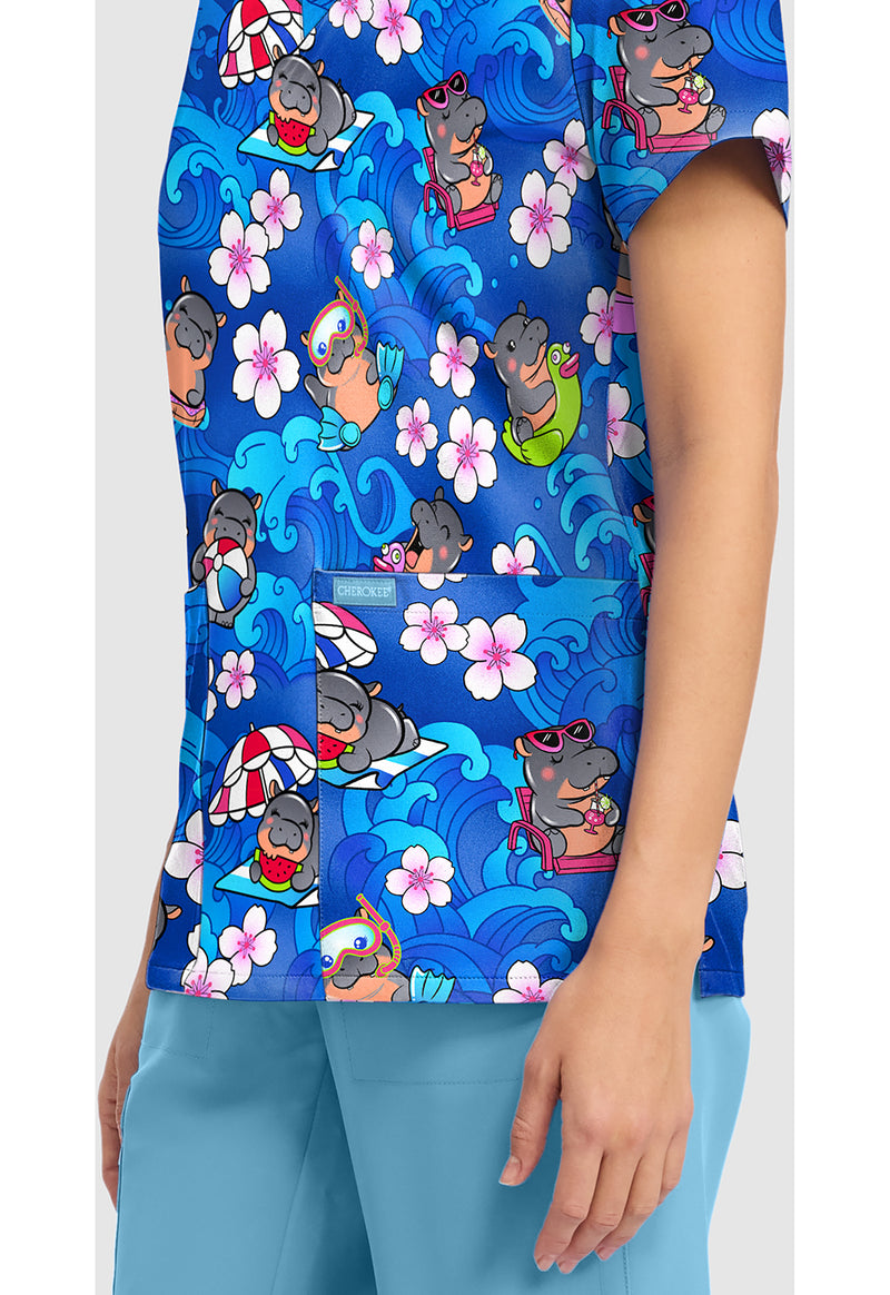Hippo Water Mus - Women's Print V-Neck Top (View 3)