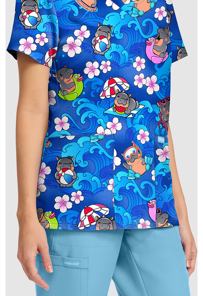 Hippo Water Mus - Women's Print V-Neck Top (View 4)