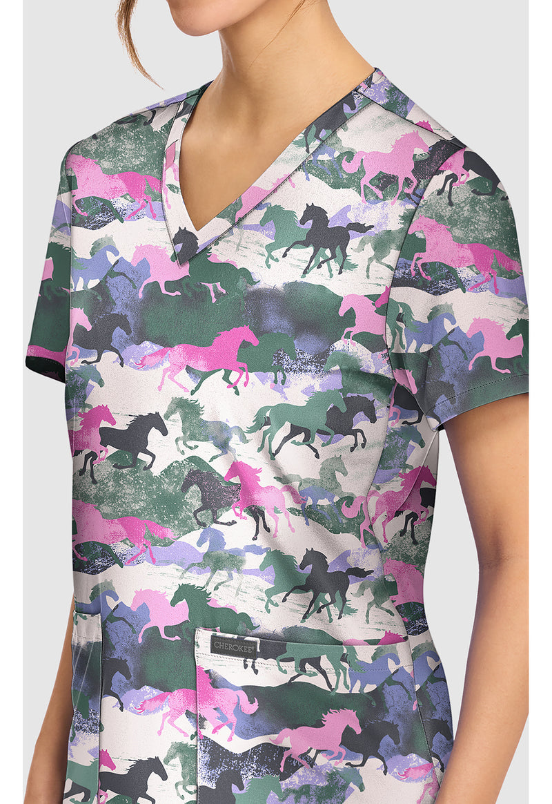 HORSE PLAY - Women's Print V-Neck Top (View 2)