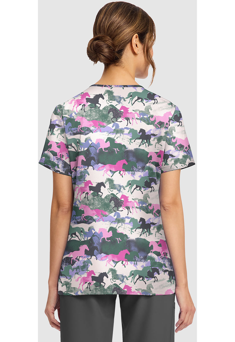 HORSE PLAY - Women's Print V-Neck Top (Back)