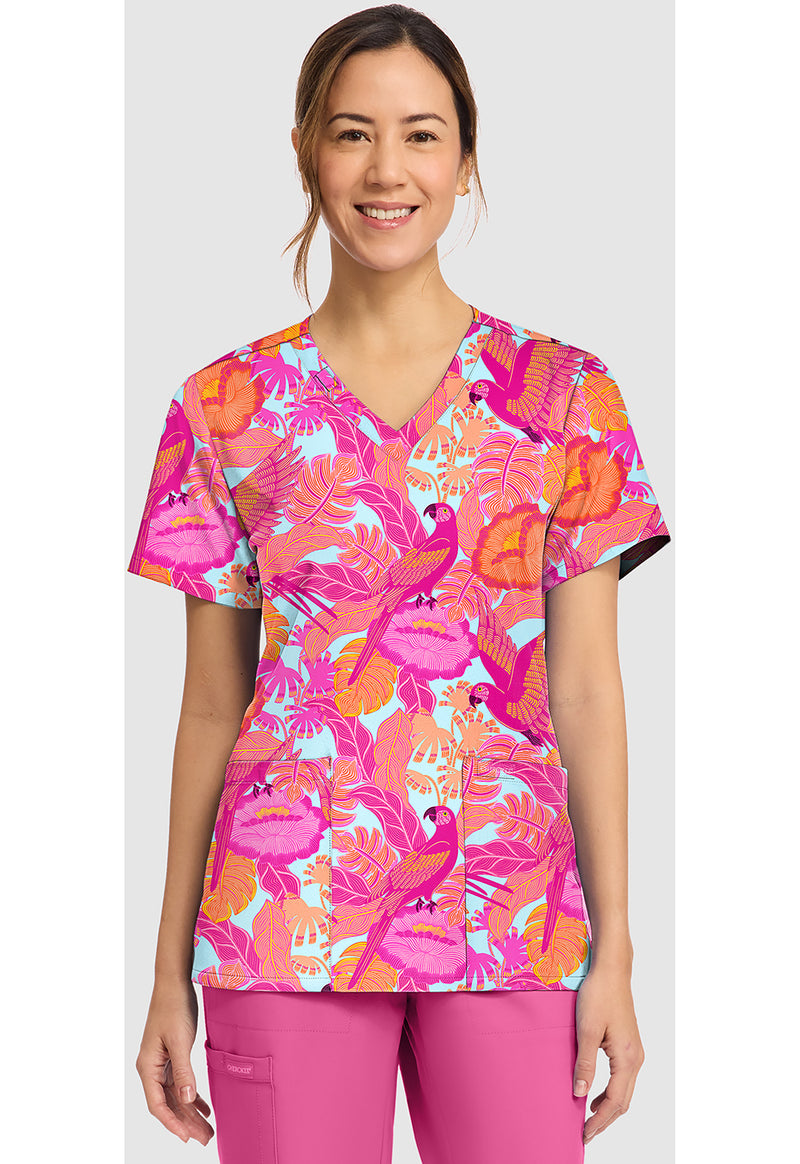 Macaw Mania - Women's Print V-Neck Top