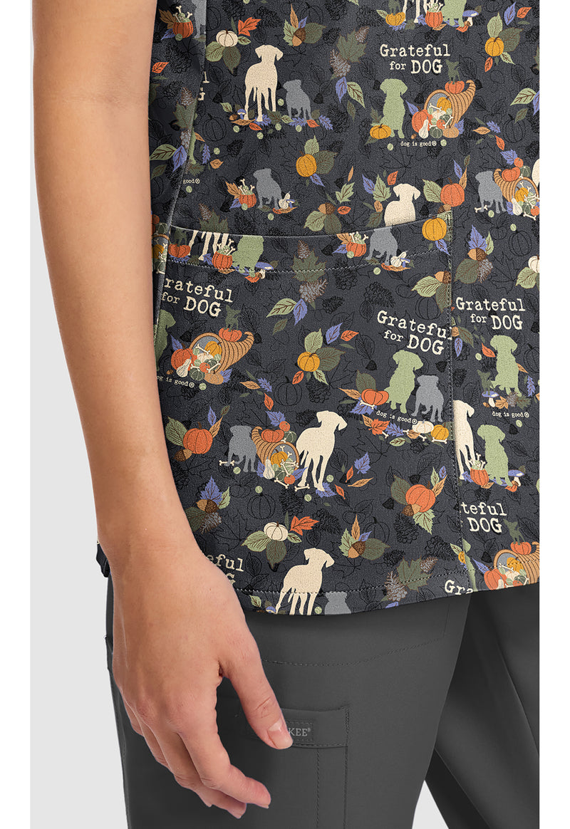 GRATEFUL FOR DOG - Women's Print V-Neck Top (View 3)