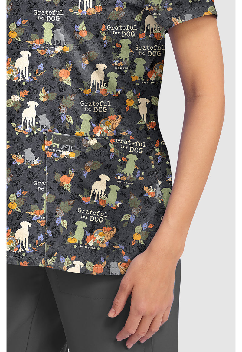 GRATEFUL FOR DOG - Women's Print V-Neck Top (View 4)