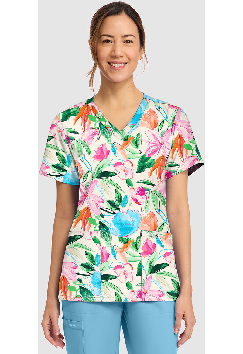 Painterly Floral - Women's Print V-Neck Top