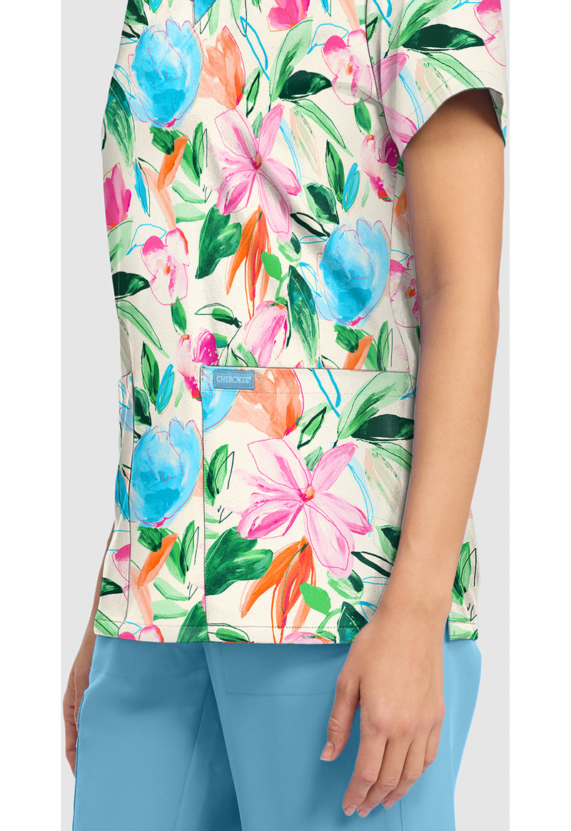 Painterly Floral - Women's Print V-Neck Top (View 3)