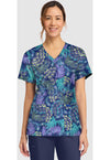 PRETTY PEACOCK - Women's Print V-Neck Top