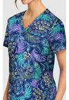PRETTY PEACOCK - Women's Print V-Neck Top (View 2)