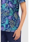 PRETTY PEACOCK - Women's Print V-Neck Top (View 4)