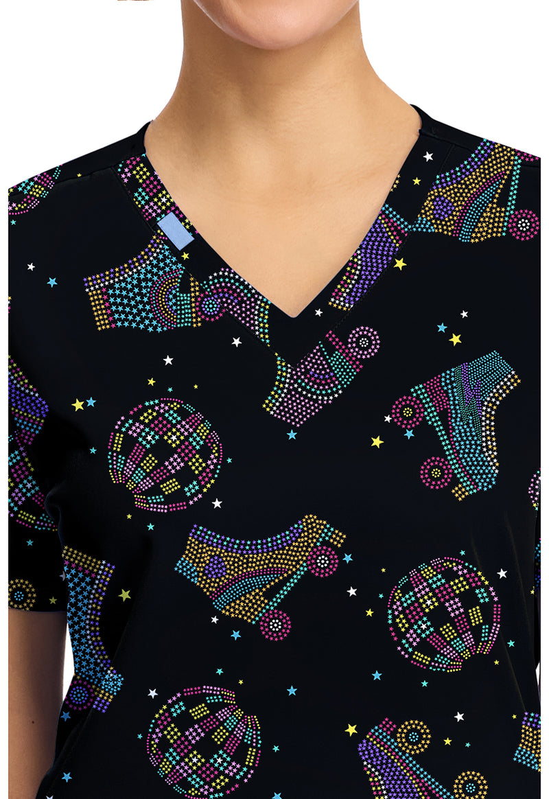 ROLLER DISCO - Women's Print V-Neck Top (View 2)