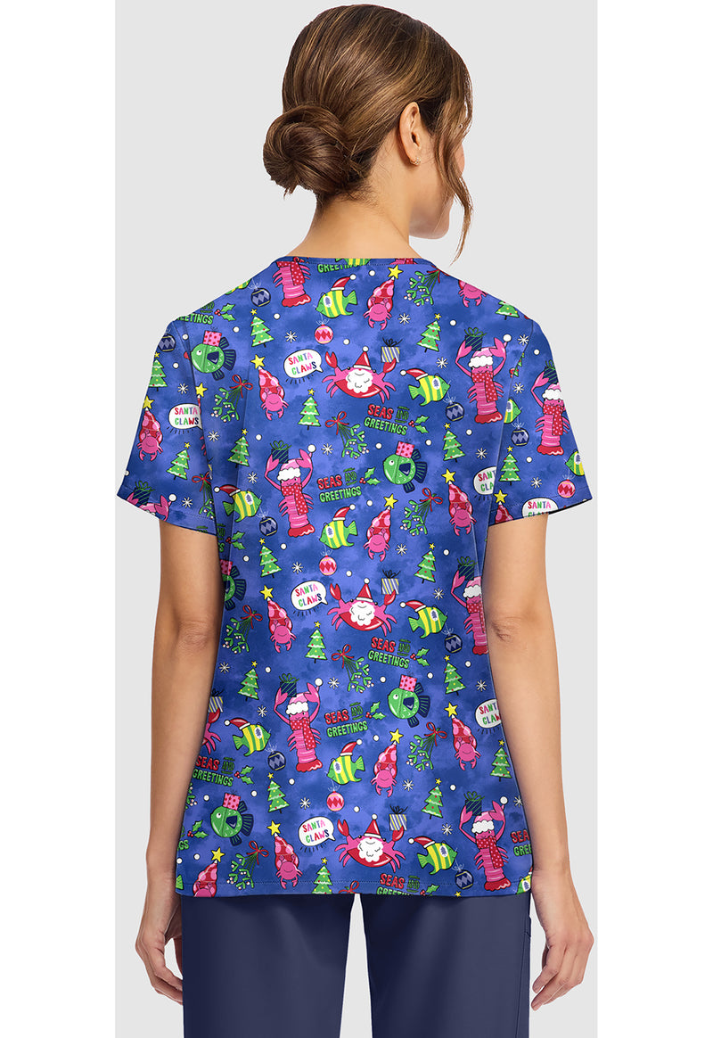 SANTA CLAWS - Women's Print V-Neck Top (Back)