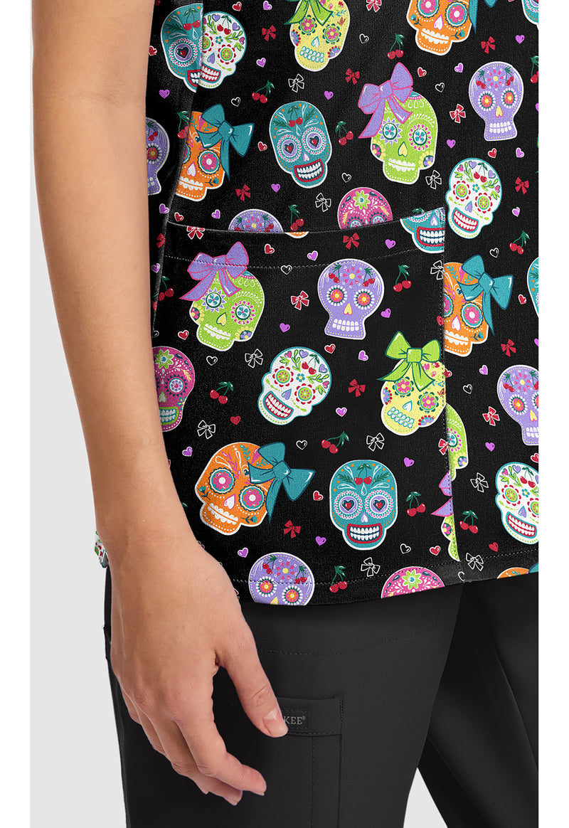 SWEETY SKULL - Women's Print V-Neck Top (View 3)