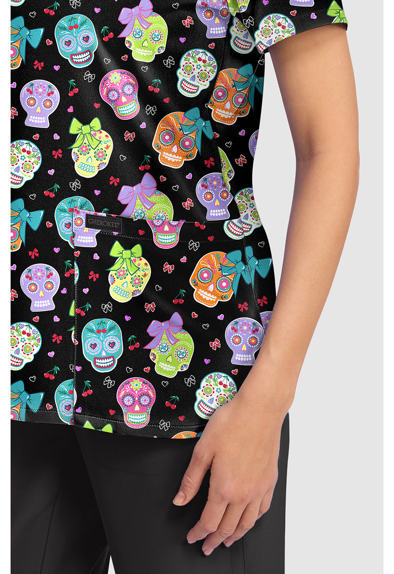 SWEETY SKULL - Women's Print V-Neck Top (View 4)