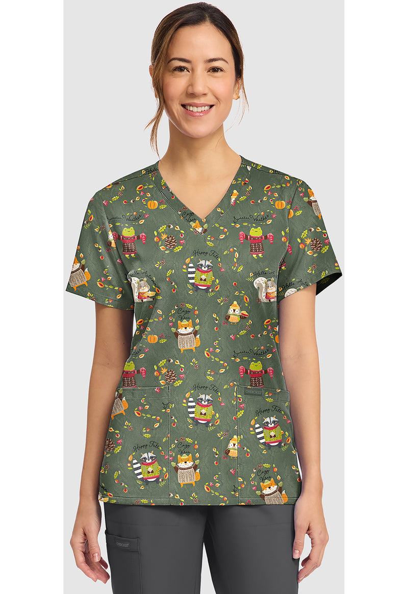 SWEATER WEATHER - Women's Print V-Neck Top