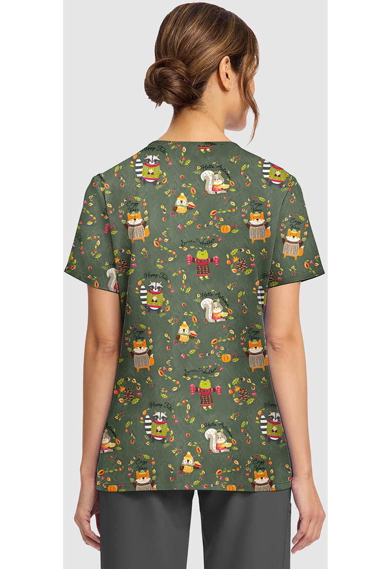 SWEATER WEATHER - Women's Print V-Neck Top (Back)