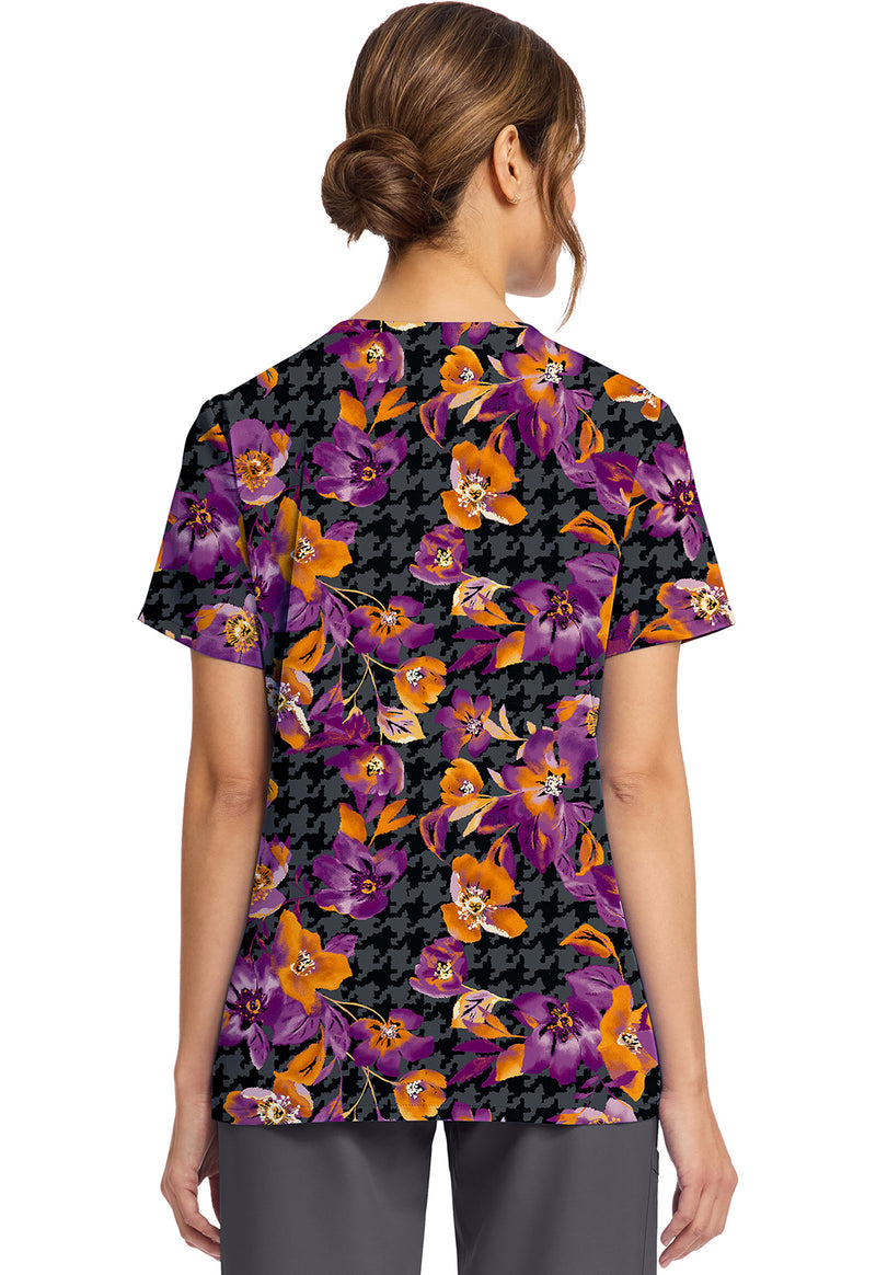 VELVET FLORAL - Women's Print V-Neck Top (Back)