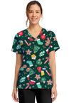 WAITING FOR SANTA - Women's Print V-Neck Top
