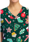 WAITING FOR SANTA - Women's Print V-Neck Top (View 2)
