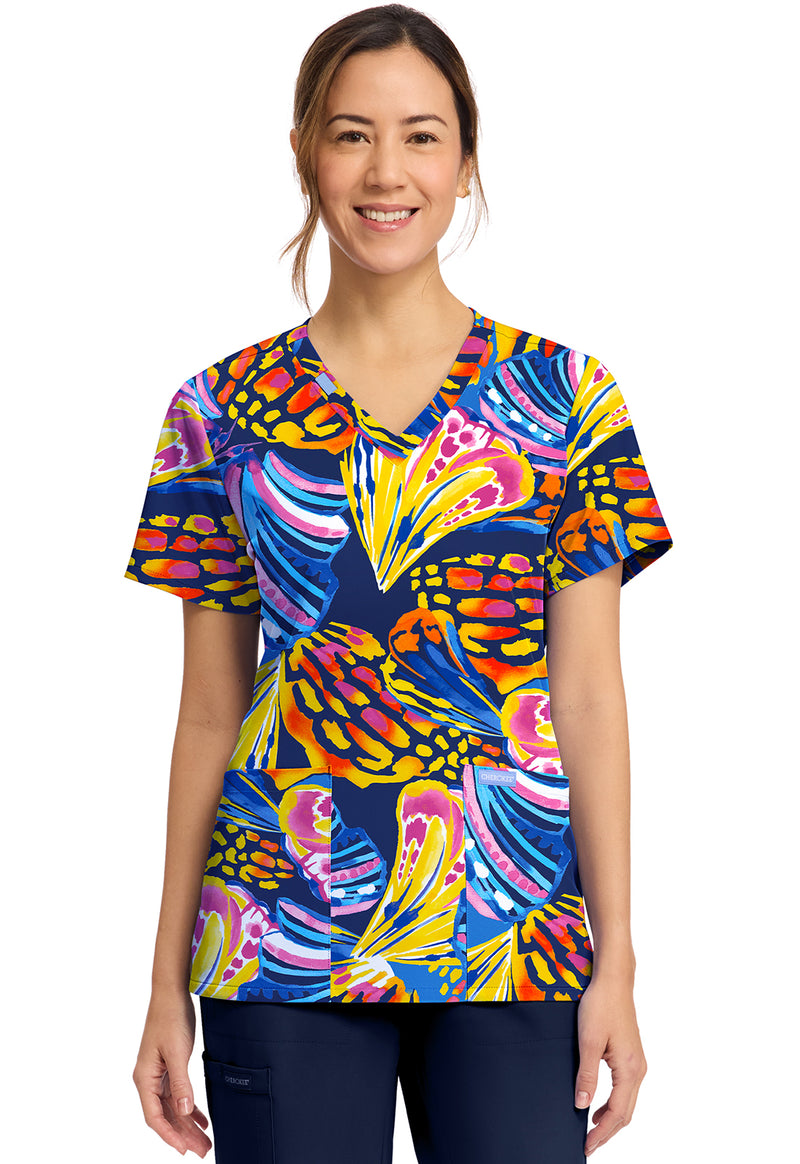 WINGING IT - Women's Print V-Neck Top